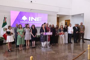 Conferencia de prensa de la Consejera Presidenta, Guadalupe Taddei con miembros de la JGE