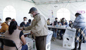 Persona de la tercera edad votando