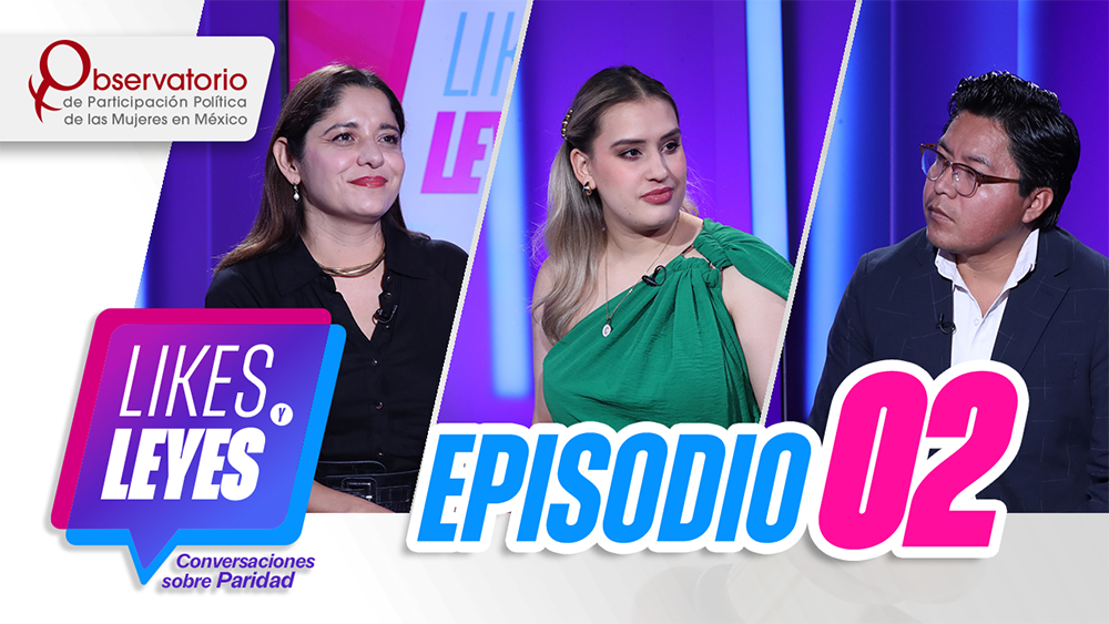 Rostros de dos mujeres y un hombre para el episodio dos del programa Likes y Leyes paridad
