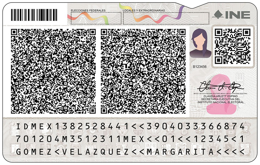 Nueva credencial para Votar, vista posterior