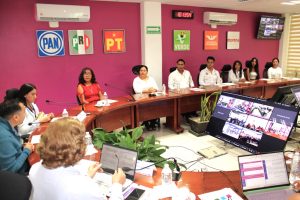 personas jóvenes en reunión con personal del INE en Guerrero
