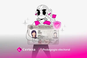 Imagen de Inés mostrando una Credencial para Votar
