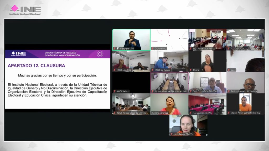 Pantalla con la imagen de las personas participantes.