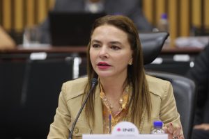 Carla Humphrey Jordan, Consejera Electoral participando en la sesión.