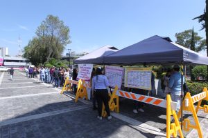 Vista de la casilla para el simulacro de votación.