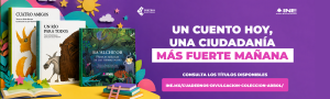 Ilustración de cuentos infantiles con el texto Un cuento hoy, una ciudadanía más fuerte mañana