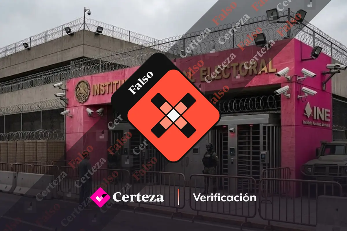 Falso. Imagen generada con Inteligencia Artificial no corresponde a las instalaciones del INE