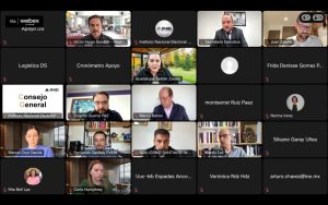 Pantalla con los recuadros de los Consejero Electorales y los representantes de los partidos políticos.