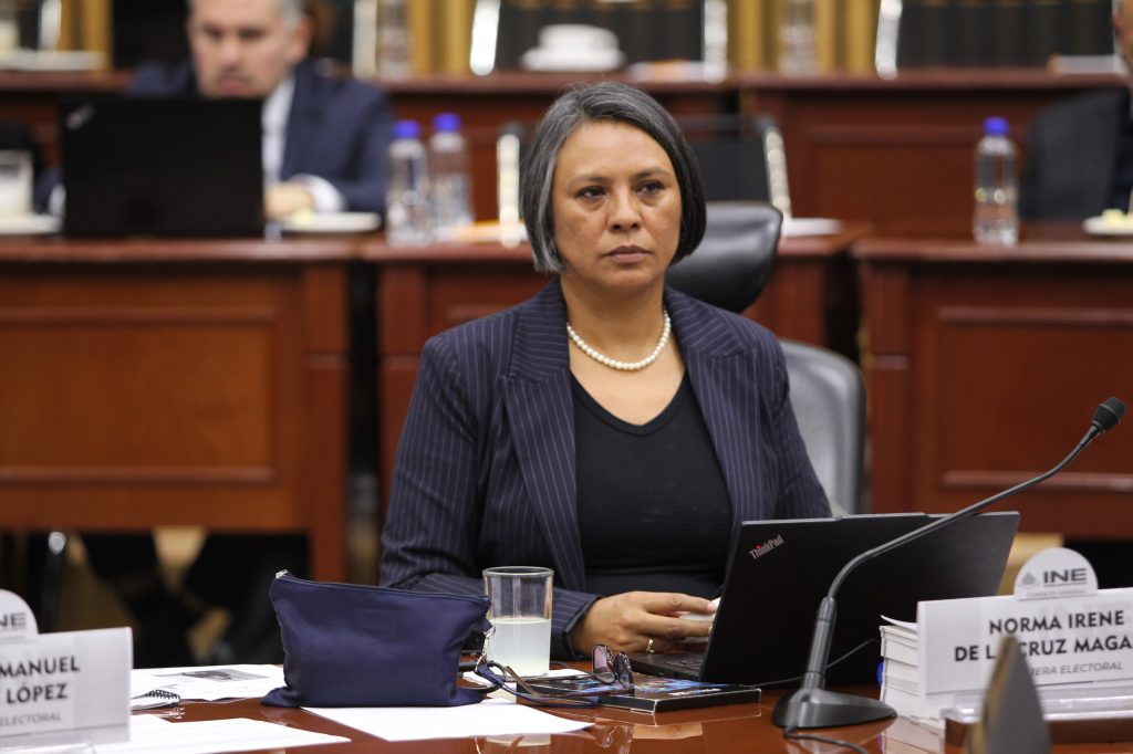 Norma Irene De La Cruz Magaña, Consejera Electoral participando en la sesión.