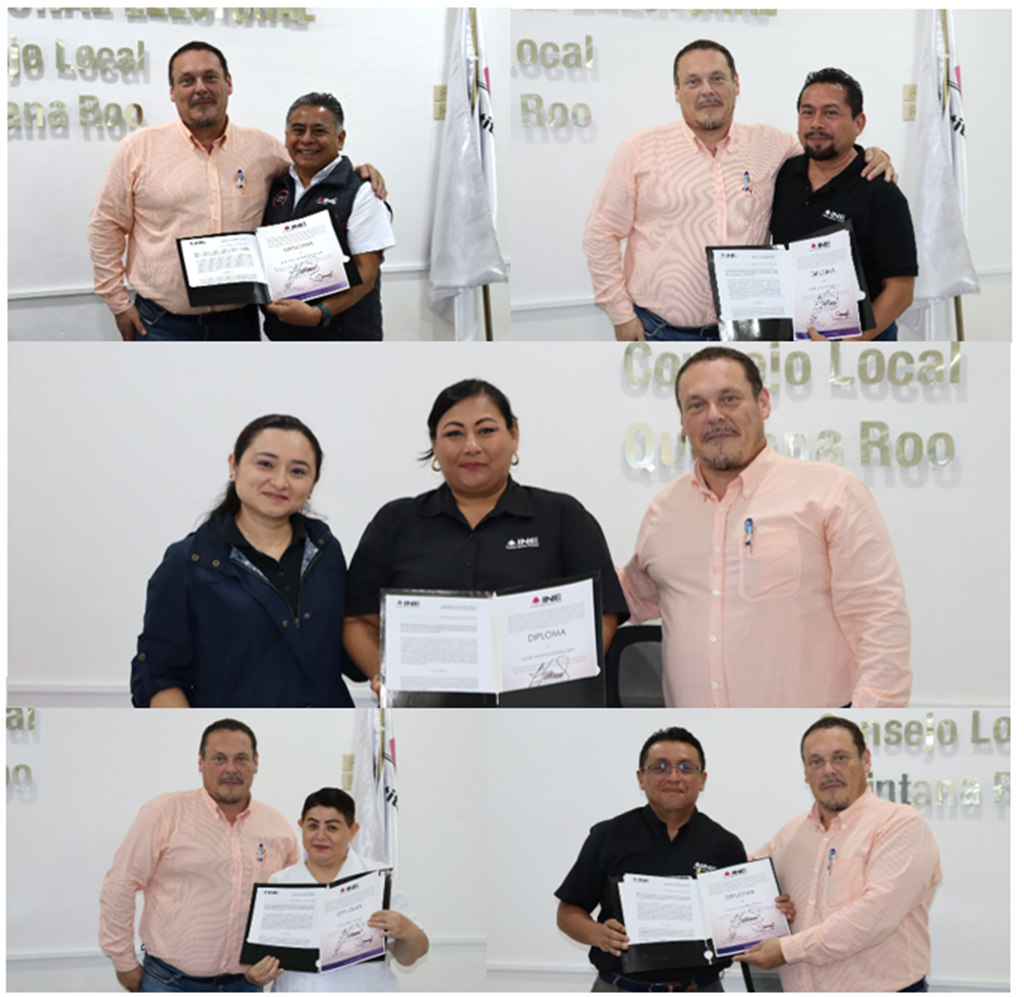mezcla de cinco imágenes con personas recibiendo diplomas